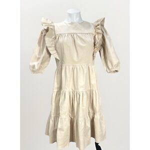 Mosquito‎ XS Corduroy Cream Tiered Ruffle Dress NWT